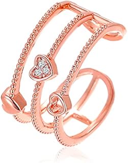 Three-Layer Hollow Love Open Ring Women Crystal Promise Engagement Ring Dainty Wedding Rings Jewelry Gifts