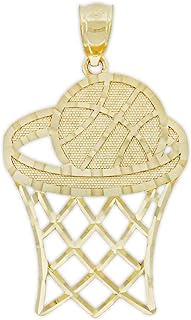 Charm America - Gold Basketball and Hoop Charm - 10 Karat Solid Gold