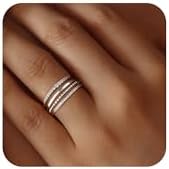 Tasiso Stackable Gold Rings for Women Non Tarnish Trendy Dainty 14K Gold Plated Cubic Zirconia Thumb Ring Set Trendy Statement Love Friendship Promise Engagement Rings Size 6 7 8 9 10