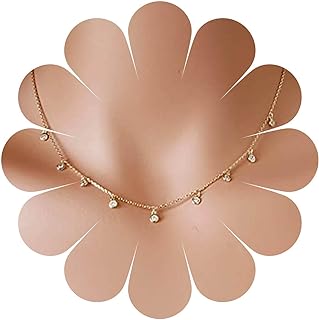 Vintage Tiny Crystal Dangle Necklace Rhinestone Pendant Necklace Gold Cz Choker Necklace Minimal Choker Necklace Jewelry for Women and Girls