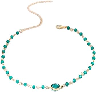 Olbye Rainbow Moonstone Necklace Choker Simple Necklace Personalize Everyday Necklace Jewelry for Women and Girls