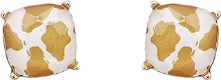 Kathaya Jewel Statement Stud Earrings Animal Cow Print Chic Glass Square Stud Western Cowhide Earrings