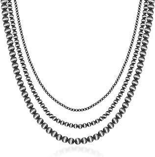 Navajo Pearl Necklace Pearl Layered Necklace Black Pearl Choker Necklace Western Cowgirl Beaded Necklace Boho Vintage Western Jewelry Gift for Women Girls