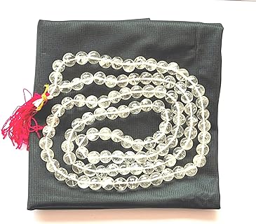 Himalayan Ice Nirvana Quartz 108-Bead Japa Mala Prayer Necklace with Cord Chain - Clear Quartz Spiritual Jewelry