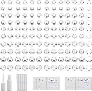 ZS 500Pcs Fake Nose Stud, Non-Piercing Eyebrow Nose Lip Ear Ring Fake Skin Piercing Jewelry, Faux Nose Studs Face Gems Stick on Face Jewels Eye Jewels with Eyelash Glue