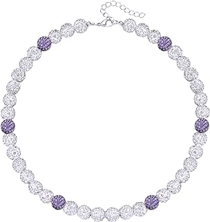 Holy rose Baseball Bling Necklace Ice Collection Necklace Rhinestone Ball Necklace for Boy Men Women 17"