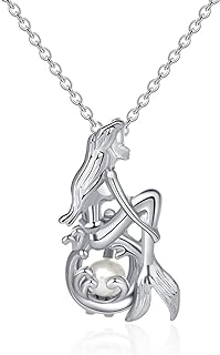 Luminous Mermaid Pendant Necklace with Lobster Clasp, Zinc Metal, Designed for Women and Teens - Gold Mermaid Clavicle Necklace Without Gemstone