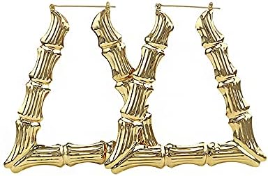 Bamboo Earrings for Women 90s Gold Bamboo Hoop Earrings Large Big Bamboo Hoops Chunky Bamboo Earrings Hip-hop Statement Bamboo 90s Jewelry for Women