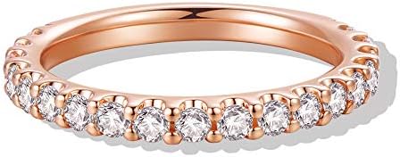 2.5mm Moissanite Wedding Band for Women with Rose Gold Plated Sterling Silver Design - Size 4