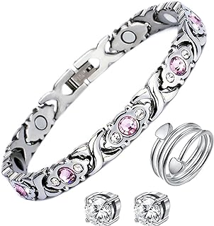 NSJDDWN Magnetic Bracelet Ring Earrings Set for Women Lymph Detox Magnetic Bracelet, Acupressure Earrings, Lymphatic Drainage Ring