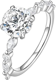 Women's 1.5ct Versailles Engagement Ring, Moissanite Gem with Classic Round Cut Design, 925 Sterling Silver