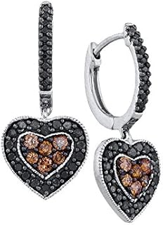 Dazzlingrock Collection 0.63 Carat (ctw) 14K Diamond Heart Hoop Earrings, White Gold