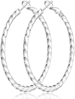 2mm Silver Hoop Earrings for Women Hypoallergenic Sterling Silver Hoop Earrings Lightweight Large Silver Hoop Earrings Thin Silver Earrings for Women Girls 30/40/50/60/70mm