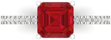 Clara Pucci 1.66ct Cushion Cut Genuine Simulated Ruby Promise Ring in 18K White Gold