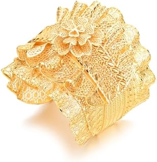 Mother's Day Gifts Gold Cuff Bracelets for Women Big Wide Cuff Bracelet Indian Saudi Dubai Wedding Bride Jewelry