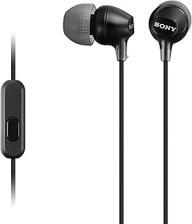 Sony MDR-EX15AP In-Ear-Kopfhörer mit Headsetfunktion und integriertem Mikrofon, 16 Ohm Impedanz für satten Bass und voluminösen Klang, ideal für Musikliebhaber und Anrufer