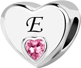 Copper Love Letter A-Z Pink Heart Charm Bracelet Compatible with Pandora for Women - Initial Alphabet Design