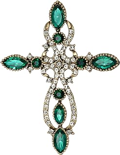 Flyonce Cross Brooch for Women Girls, Rhinestone Crystal Vintage Style Celtic Knot Riligious Cross Lapel Pin