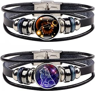 Zodiac Bead Bracelets with Lobster Claw Clasp in Copper, Ideal for Women and Men, Adjustable Leo Punk Cuff Design