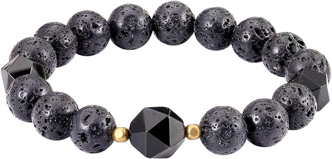 Lava Rock Obsidian Bracelet for Men Women Essential Oil Diffuser Yoga Bracelets Bangle Stone Beads 10mm Unisex