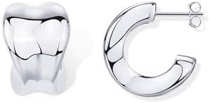 PAVOI 14K Gold Plated Sterling Silver Posts Statement Chunky Drop Dangle Earrings for Women | Dome Teardrop Hoop Earrings