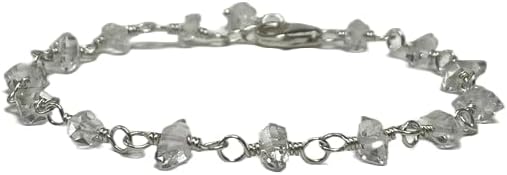 Herkimer Diamond Bracele fancy 7mm smooth 7inch Sterling Silver Stacking Beaded Bracelet, Simple Layering, Dainty Gemstone Bracelet, Fine Jewelry, Minimalist,