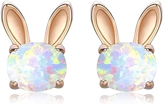 Gold Star Stud Opal Earrings with Push-Back Design for Women - Hypoallergenic Sterling Silver Minimalist Jewelry for Sensitive Ears, Ideal Gift for Girls