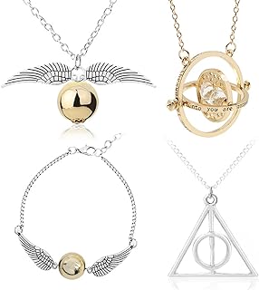 4pcs Spinning Hourglass Pendant Necklace Golden Asuka Pendant Necklace Bracelet Triangle Pendant Necklace The Best Gift for Fans