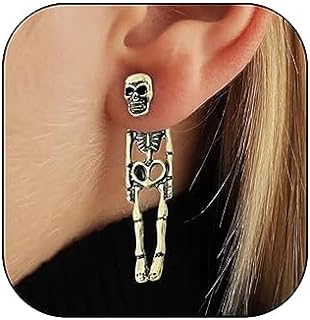 Halloween Skeleton Earrings Halloween Earrings for Women Girls,Spooky Skull Skeleton Dangle Earrings Scary Halloween Party Earrings for Halloween Accessories