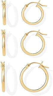 PAVOI 18K Gold 925 Sterling Silver Post Hoop Earrings for Women | Thin Small Gold Huggie Hoop Earrings | 3 Pairs Gold Hoop Earring Pack
