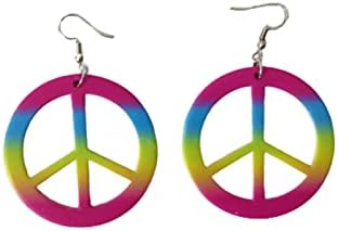 Acrylic Hippie Peace Drop Earring 70s 80s Neon Earrings Halloween Peace Pendant Fluorescence Retro Acrylic Dangle Earring for Women Girl 80's Party