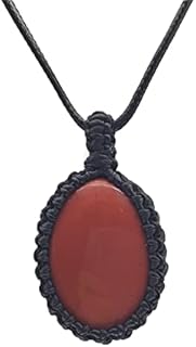 EDEN'S CALL Healing Oval Crystal Pendant Necklace for Men Women Cord Wrap Reiki Stone Pendant with Adjustable Rope