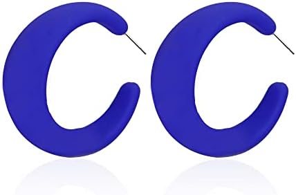 Acrylic Resin Earrings 70s 80s Colorful Hoop Earrings C Shape Trendy Earrings Chunky Earrings Cute Candy Earrings Jewelry for Women Girls