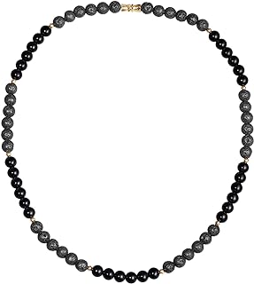 Lava Stone/Black Obsidian Mens Necklaces Crystal Black Necklace for Women Men Essential Oil Diffusers Crystals and Gemstones Strand 18"