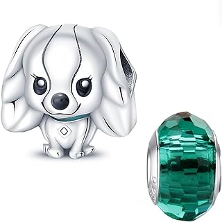 Jump Ring Charm Bracelet with Sterling Silver Chain for Girls - HappyStar 925, Snake Charm Design with Spacer Bead Charms