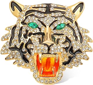 Rhinestone Tiger Head Brooch Pins. Animal Lapel Pin for Men,Punk Lion Coat Brooch for Mens Brooch Pin Suit Tiger Pin Jewelry