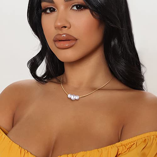 Dainty Choker Necklace for Women 14K Gold Plated Pearl Choker Necklace Trendy Minimalist Pearl Choker Jewelry Gifts