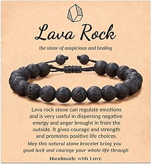 "Bead Chain Anxiety Relief Bracelet" - No-Metal Natural Stone Accessory for Men and Women - Doubles as Essential Oil Diffuser - Adjustable Size.