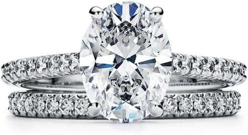 Sterling Silver Oval Cut Moissanite Engagement Rings Set, Size 4, Ideal for Women, Elegant in Design