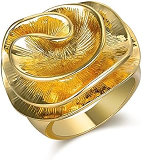 Cocktail Rings for Women Fashion 18K Gold Plated & Silver Flower Statement Ring Wedding Engagement Party Jewelry Gift