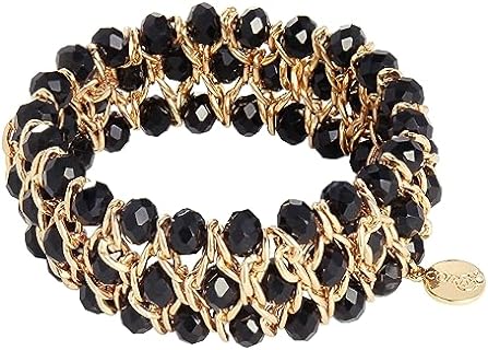 Glass Bead & Crystal Cord-Bead Chain Wrap Bracelet by Coiris - Ideal for Women - Bangle Design