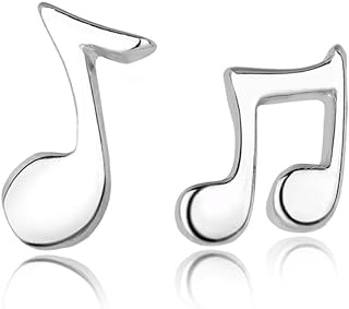 925 Sterling Silver Music Note Stud Earrings with Allergy-Prevention Feature - Stylish Women's Jewelry by CISHOP