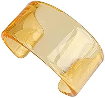Colorful Acrylic Resin Geometric Simple Open Bracelet Candy Color Chunky Transparent Wide Cuff Bangle for Women Girls Retro Irregular Resin Wristbands Bracelet Statement Jewelry Gift