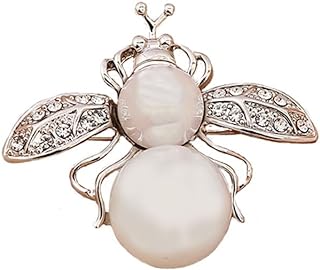 Queen Bee Brooch Pin Dainty Faux Pearl Bee Pin Crystal Bumble Bee Lapel Pin Cute Honeybee Bages Gift for Women Girls