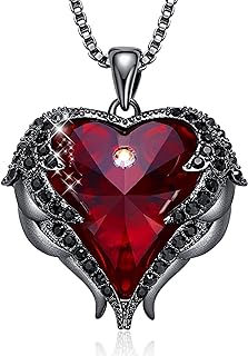 CDE Cubic Zirconia Angel Heart Necklace with Box Chain and Lobster-Claw Clasp for Women, Elegant Love Heart Design