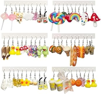 EIELO 30 Pairs Weird Cute Funny Earrings Gummy Bear Duck Drop Dangle Earrings for Women Girls Aesthetic Earrings Food Animal Earrings Set