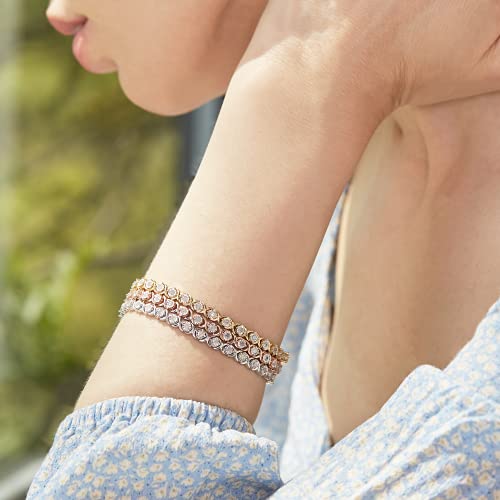 La4ve Diamonds Classy 1.00 Carat Real Diamond XO Bracelet (J, I3) Prong Set Rhodium Plated Over Sterling Silver Wedding Fashion Jewelry for Women Girls (White, Yellow, Rose Gold Tone)