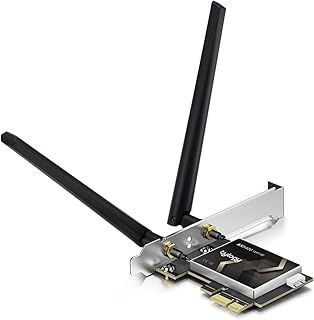 Marque HCX Carte Réseau PCIe WiFi 6E 5400 Mbps avec Bluetooth 5.3 et Antennes à Haut Gain, Tri-Bandes 2.4/5/6GHz, WPA3, idéal pour Ordinateurs et PC de Bureau Compact