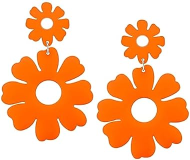 2023 Summer Beach Boho Flower Earrings for Women Girls Daisy Floral Dangle Earrings Fun Sunflower Earrings Dangling Jewelry Gifts Y2K Candy Color Hot Pink Red