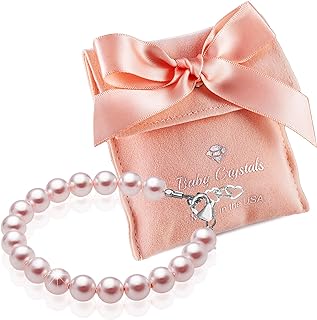 Delicate Sterling Silver Bracelets for Girls with Rosaline European Simulated Pearls, Elegant Girls Jewelry, Pearl Bracelet for Birthday Gifts Flower Girls